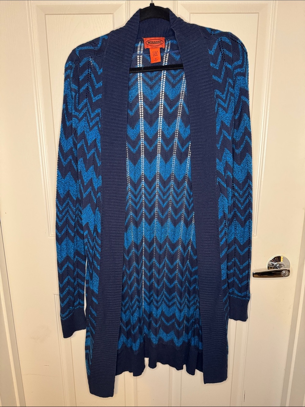 Missoni for Target Navy and Bright Blue Chevron Open-Front Cardigan